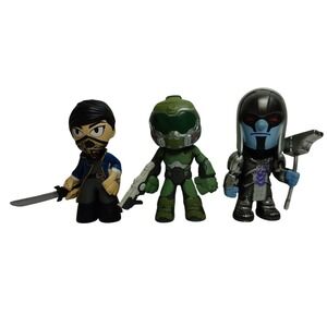 Lot of 3 Bethesda Vinyl Figures Doom Slayer Corvo 4" Game Collectibles Arkane St